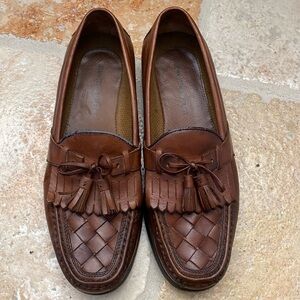 Johnston & Murphy Woven Moccasin Loafer Men’s 9 Tassel ties herringbone Fringe